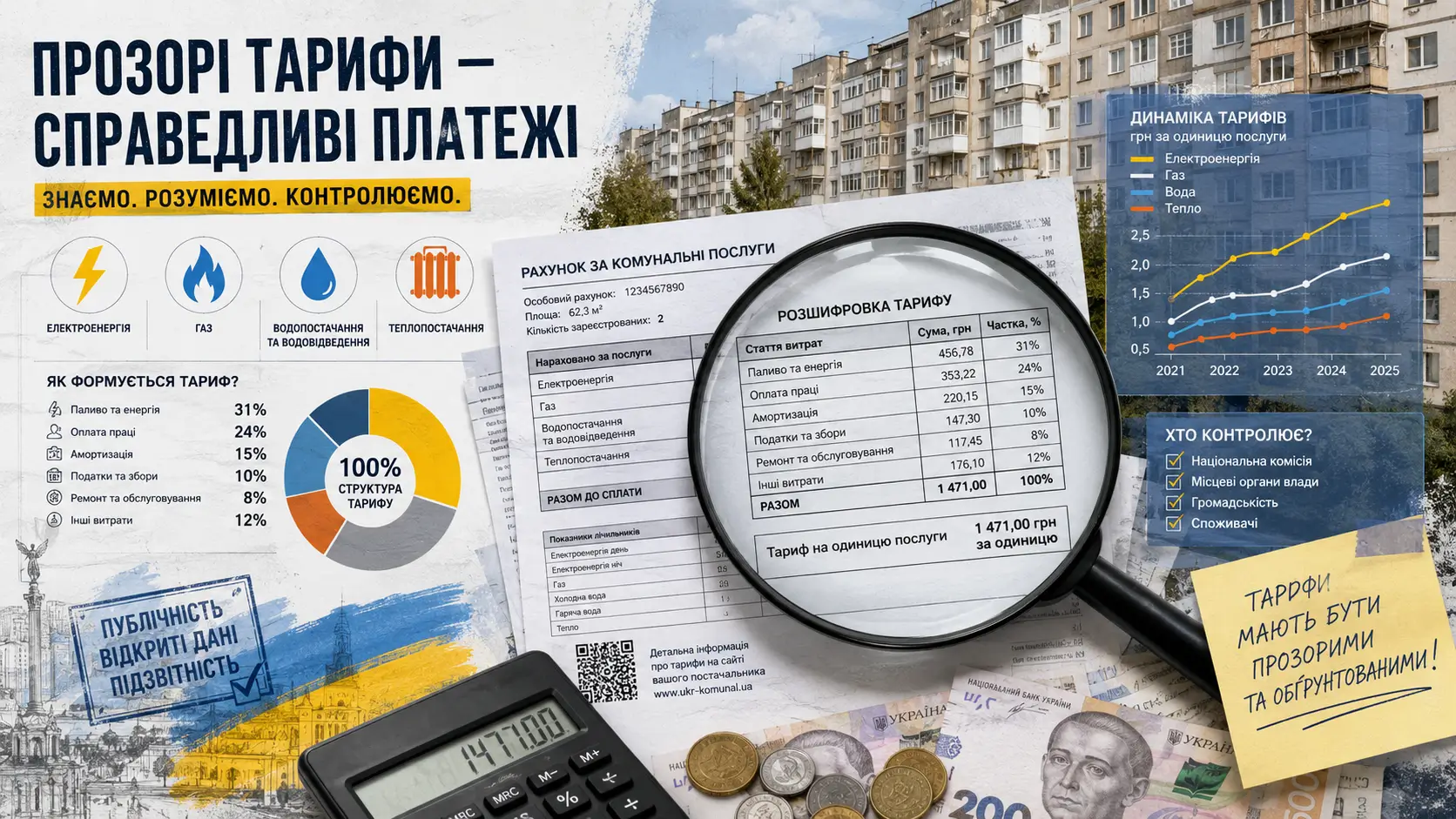 У Верховній Раді пропонують зробити тарифи на комунальні послуги прозорішими
