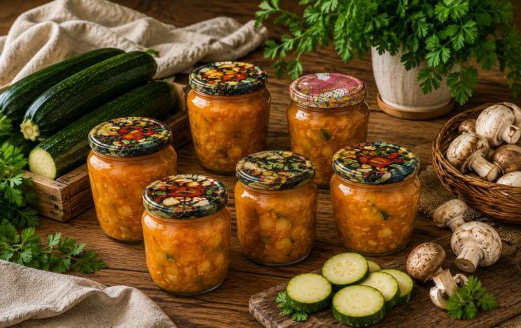 Куди подіти врожай кабачків: приготуйте цей соковитий салат із печерицями на зиму