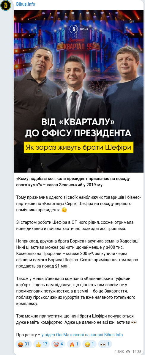Telegram publication screenshot