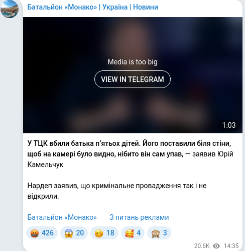 Telegram publication screenshot