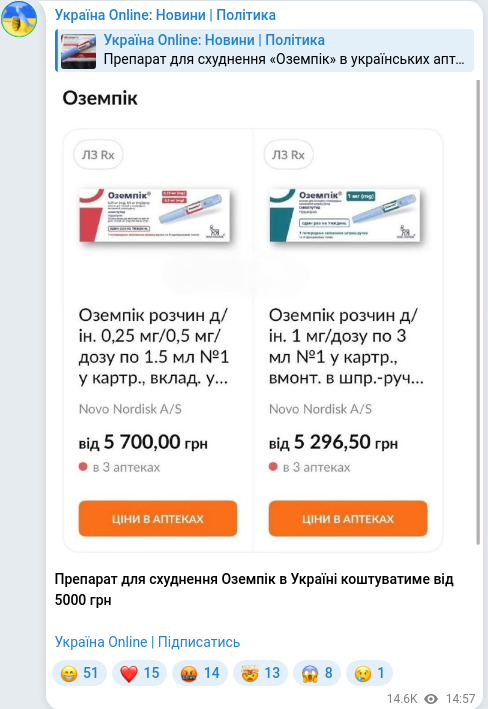 Telegram publication screenshot