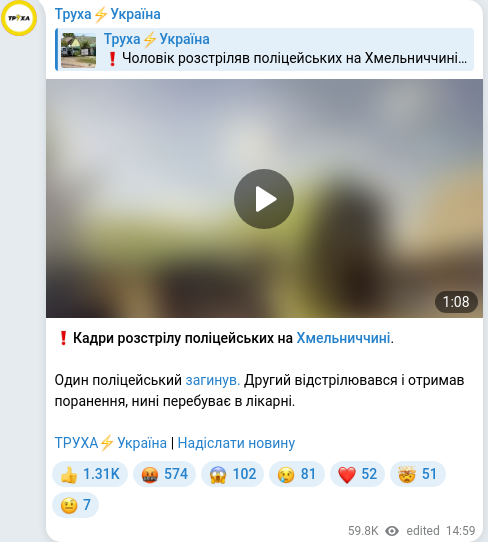 Telegram publication screenshot