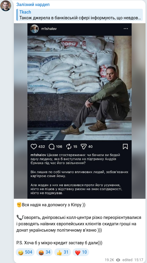 Скріншот Telegram-публікації