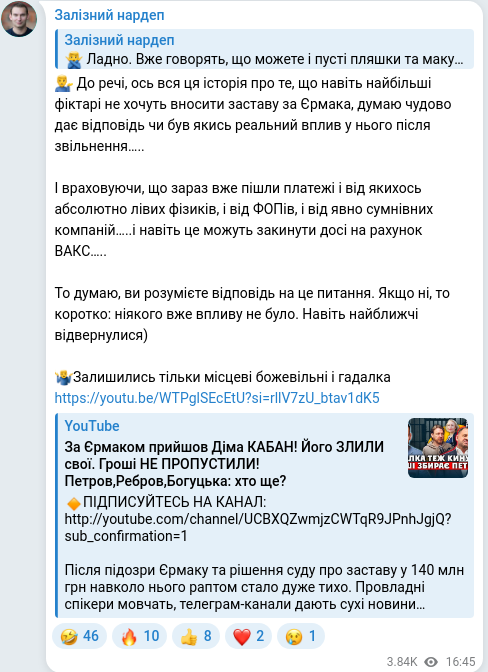 Telegram publication screenshot