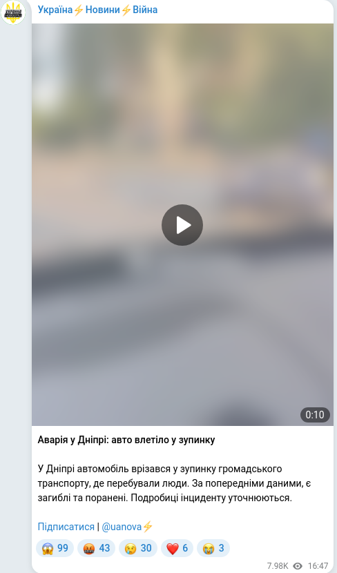 Telegram publication screenshot
