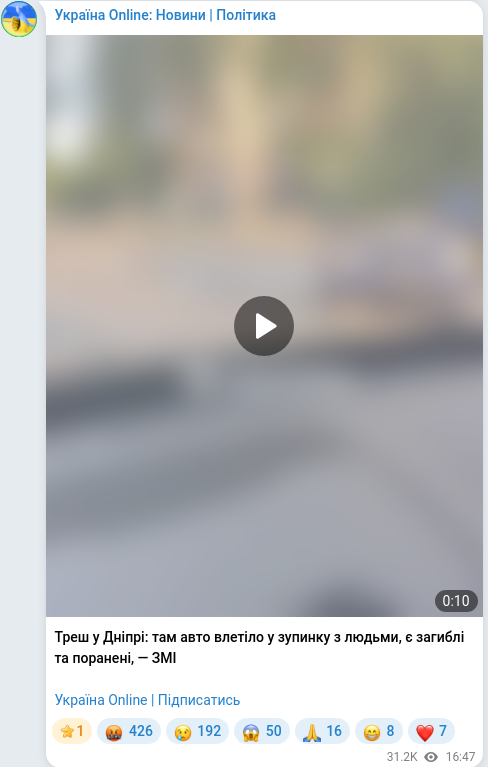 Telegram publication screenshot