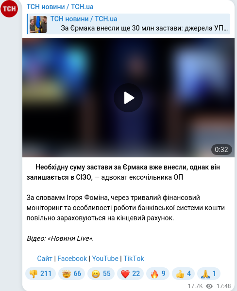 Telegram publication screenshot