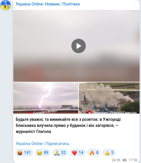 Telegram publication screenshot