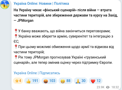Telegram publication screenshot