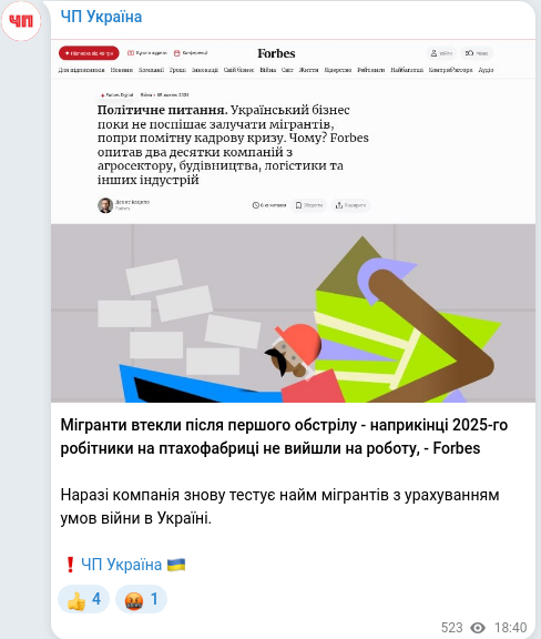 Telegram publication screenshot