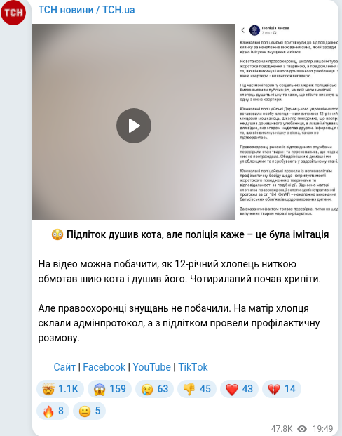 Telegram publication screenshot