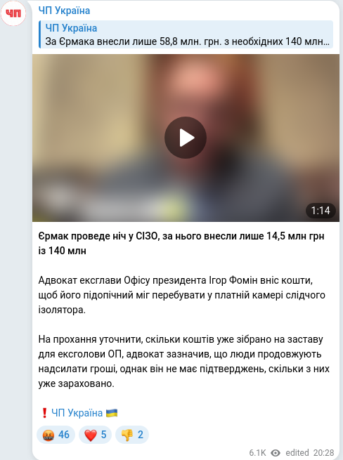 Telegram publication screenshot