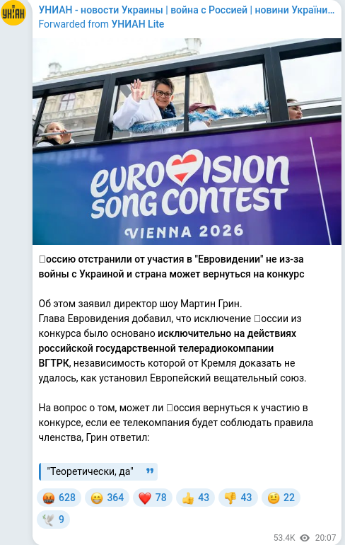 Telegram publication screenshot