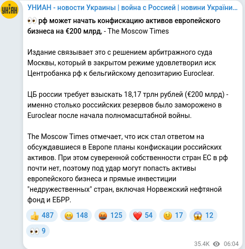 Скріншот Telegram-публікації