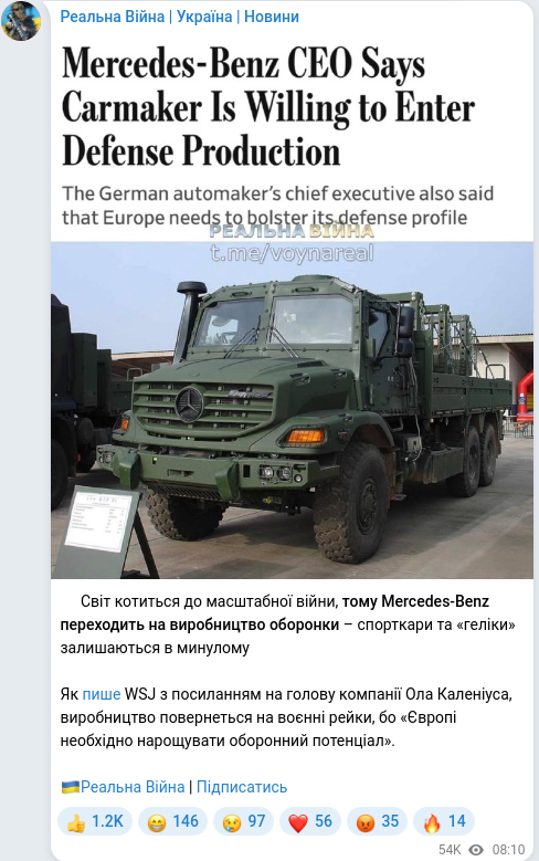 Telegram publication screenshot