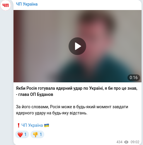 Telegram publication screenshot