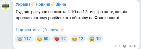 Telegram publication screenshot