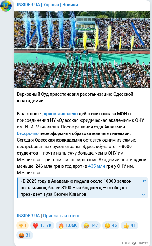 Telegram publication screenshot