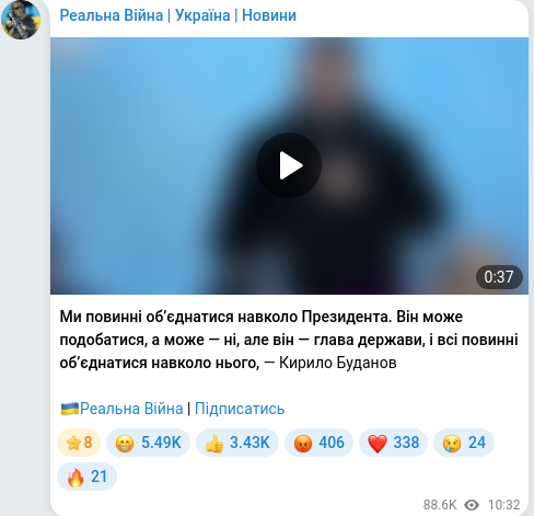 Telegram publication screenshot
