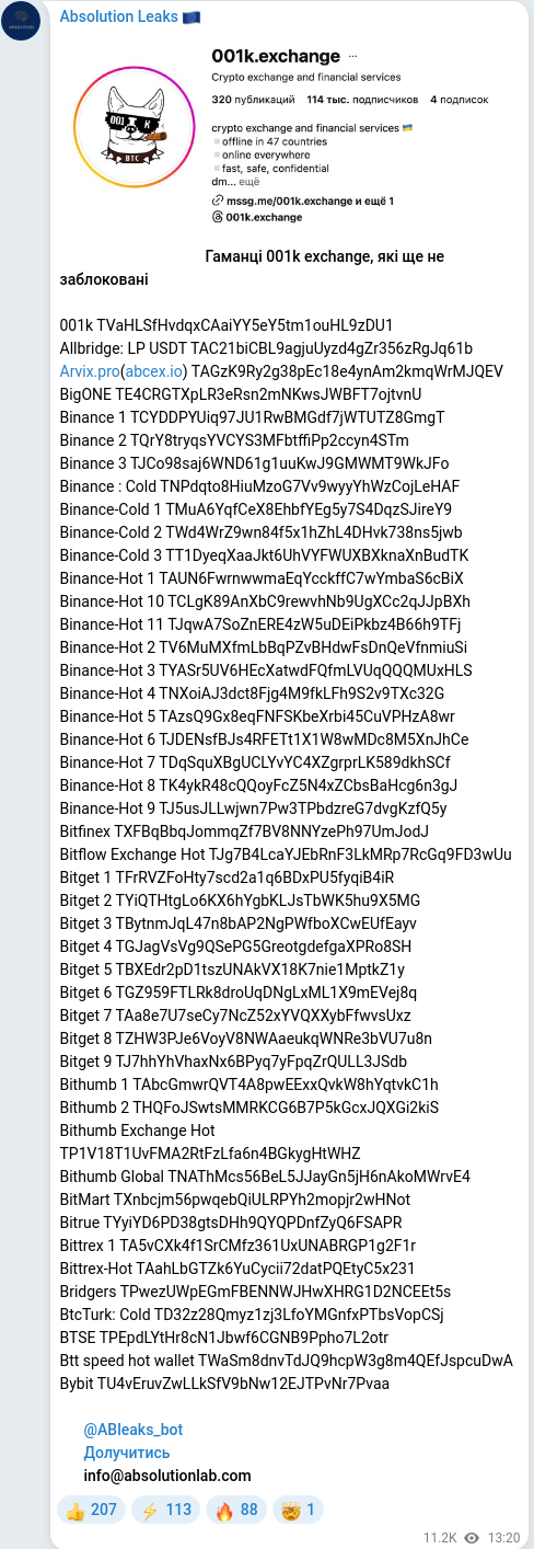 Telegram publication screenshot