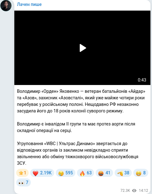 Telegram publication screenshot