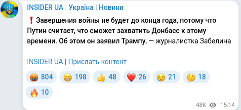 Telegram publication screenshot