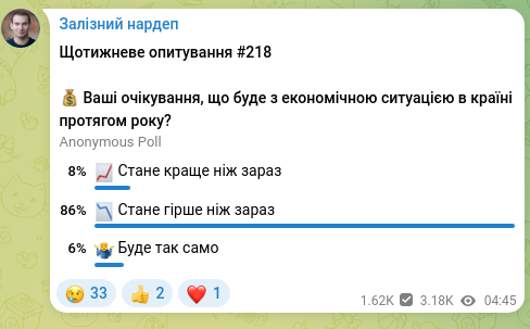 Скріншот Telegram-публікації: Залізний нардеп
