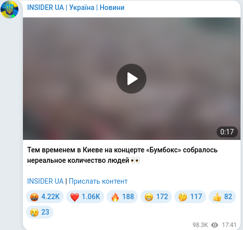 Telegram publication screenshot