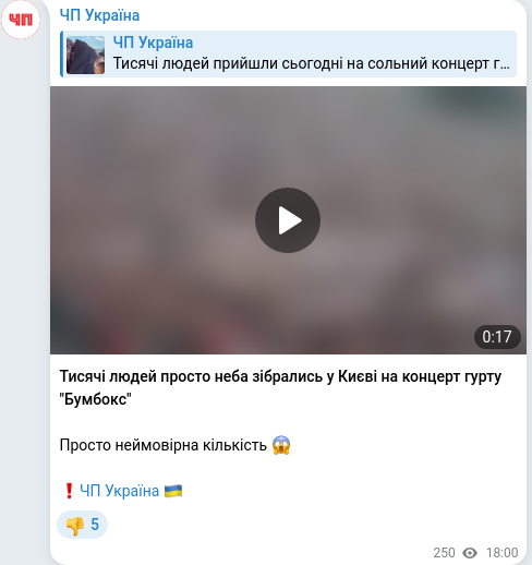 Telegram publication screenshot