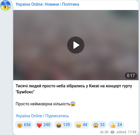 Telegram publication screenshot