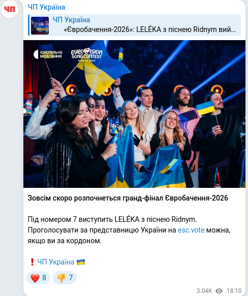 Telegram publication screenshot