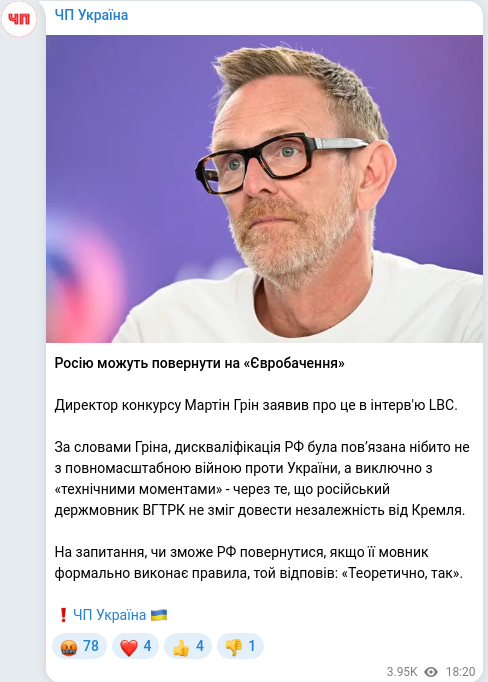 Telegram publication screenshot