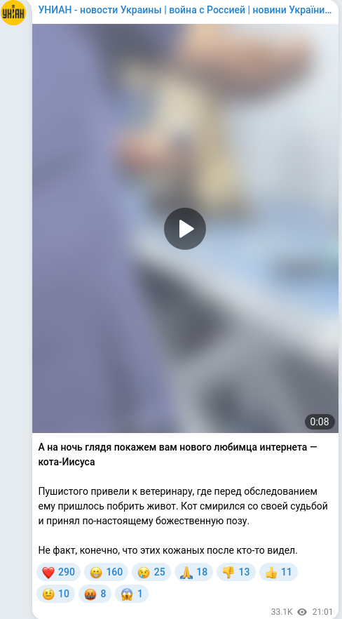 Telegram publication screenshot