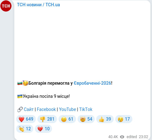 Telegram publication screenshot