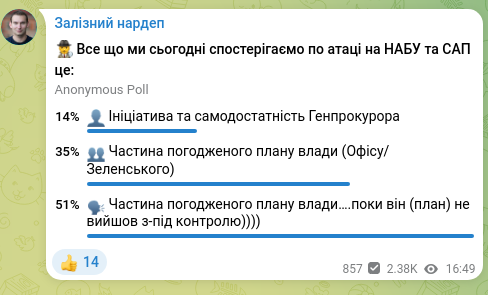 Скріншот Telegram-публікації: Залізний нардеп