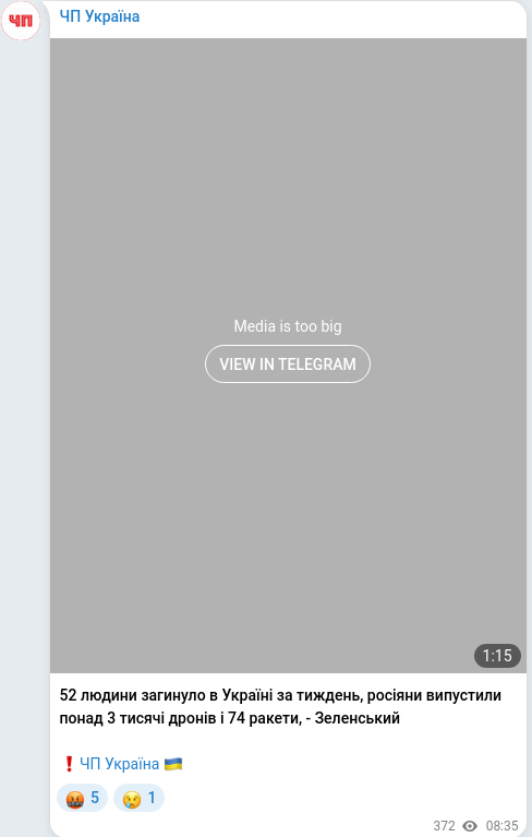 Telegram publication screenshot