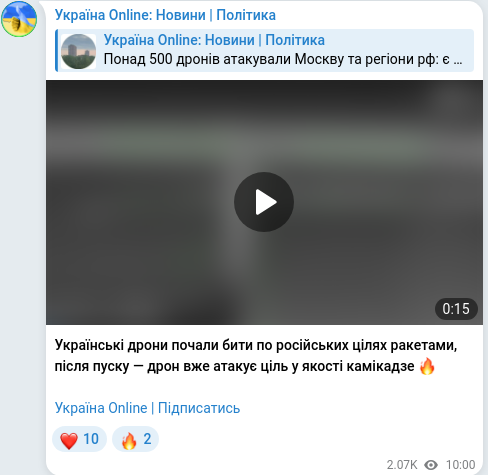 Telegram publication screenshot