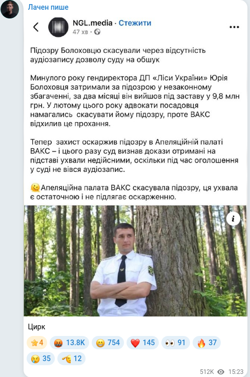 Telegram publication screenshot