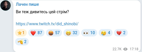 Telegram publication screenshot
