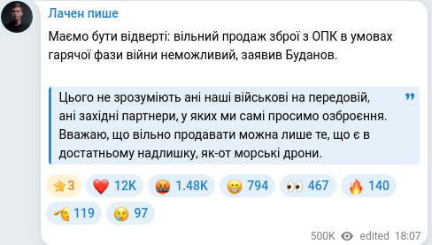 Telegram publication screenshot
