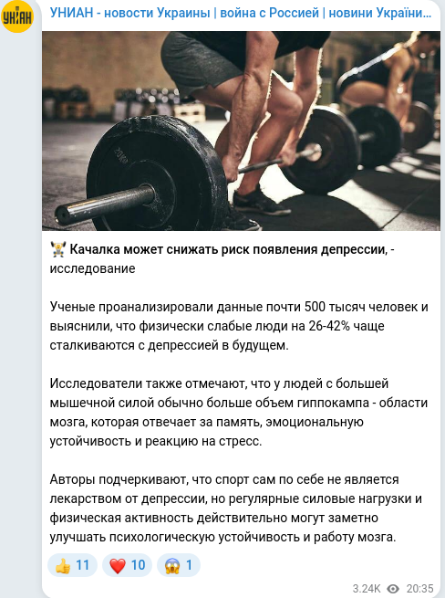 Telegram publication screenshot