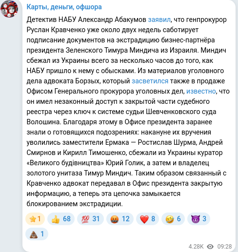 Telegram publication screenshot