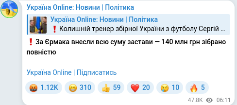 Telegram publication screenshot