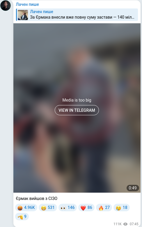 Telegram publication screenshot