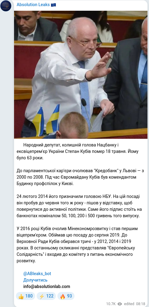 Скріншот Telegram-публікації
