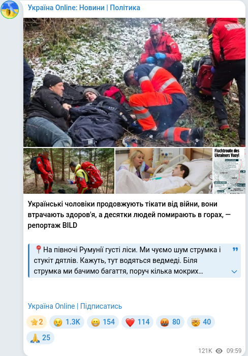Telegram publication screenshot
