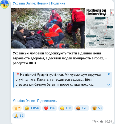Telegram publication screenshot
