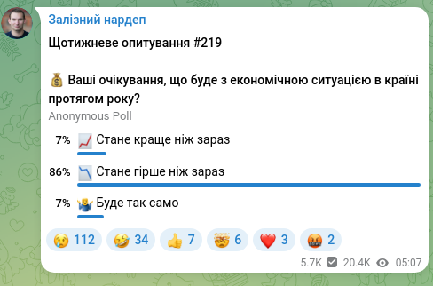Скріншот Telegram-публікації: Залізний нардеп