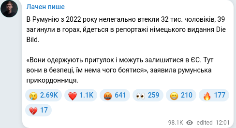 Telegram publication screenshot