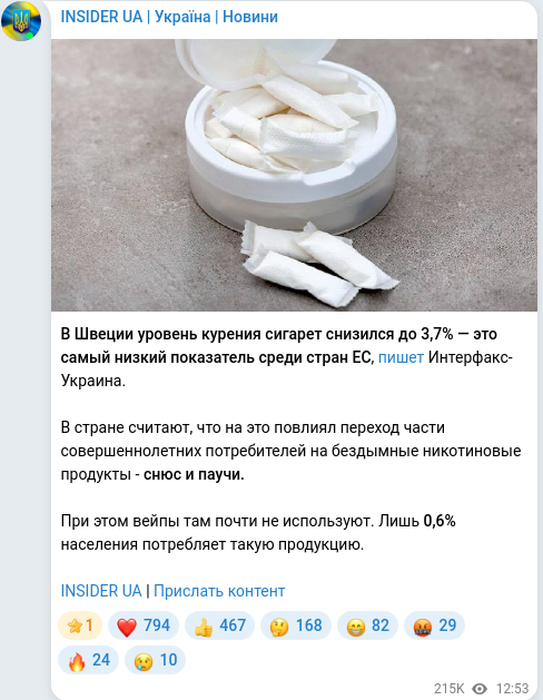 Telegram publication screenshot
